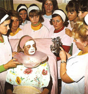 A practical class in the Cosmetics Department of the Hairdressers School in Belgrade